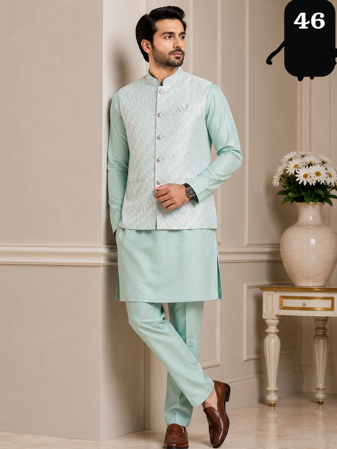 VENMER Shyam Man Wear Silk Kurta Pyjama with Heavy Jacquard Koti Catalog — Men's Wear, VENMER wholesale from Surat — view 13