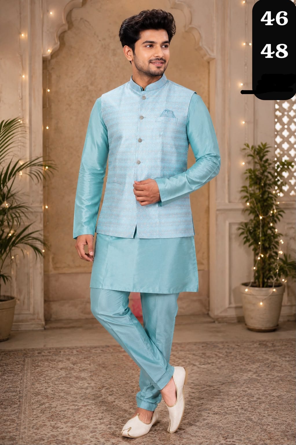 VENMER Shyam Man Wear Silk Kurta Pyjama with Heavy Jacquard Koti Catalog