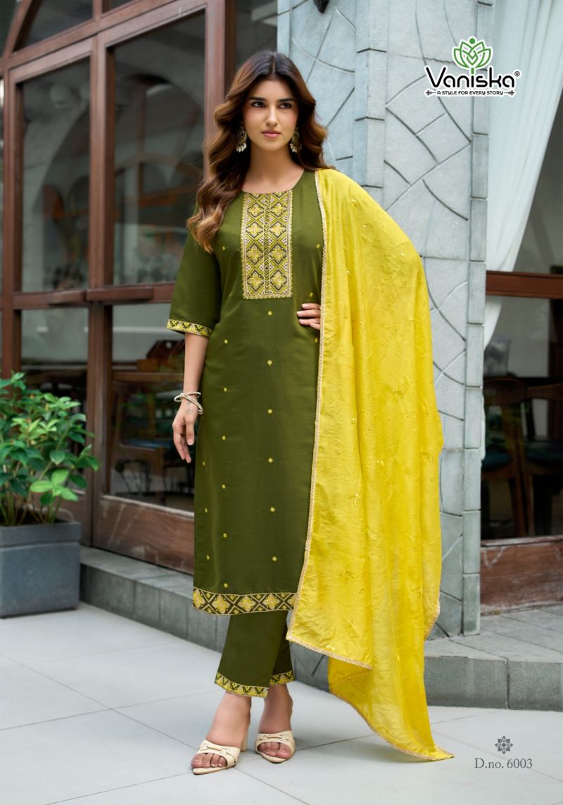 Vaniska Fiza Vol 6 Roman Silk Sequence Work Kurti With Bottom Dupatta Catalog — Wholesale Kurtis, Vaniska wholesale from Surat — Photo 4