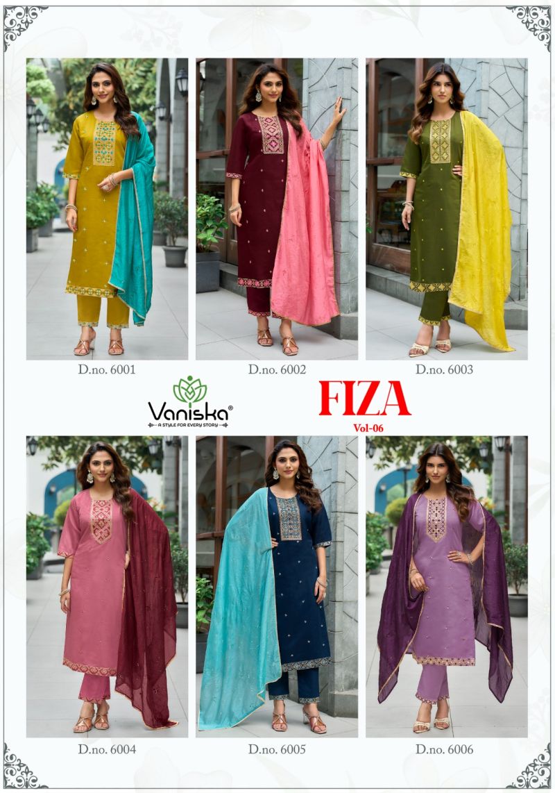 Vaniska Fiza Vol 6 Roman Silk Sequence Work Kurti With Bottom Dupatta Catalog — Wholesale Kurtis, Vaniska wholesale from Surat — Photo 8