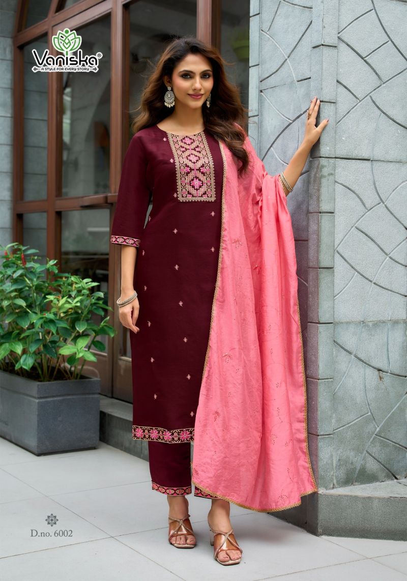 Vaniska Fiza Vol 6 Roman Silk Sequence Work Kurti With Bottom Dupatta Catalog — Wholesale Kurtis, Vaniska wholesale from Surat — Photo 3