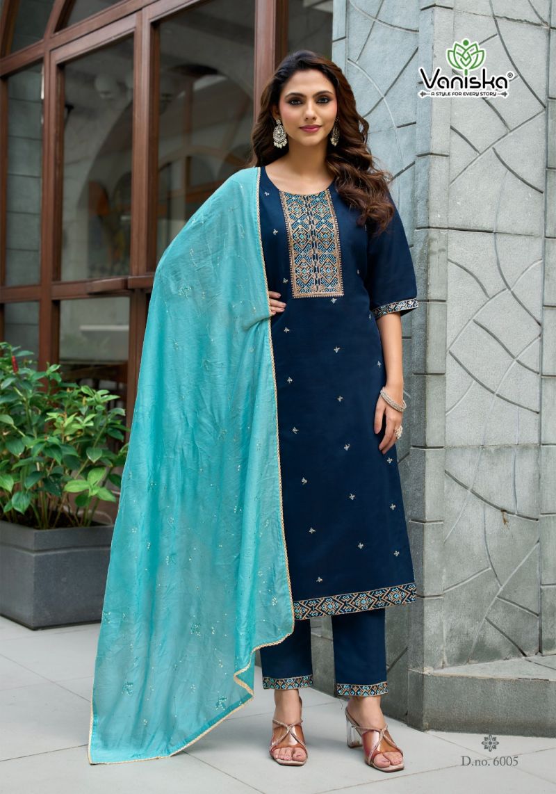 Vaniska Fiza Vol 6 Roman Silk Sequence Work Kurti With Bottom Dupatta Catalog — Wholesale Kurtis, Vaniska wholesale from Surat — Photo 2