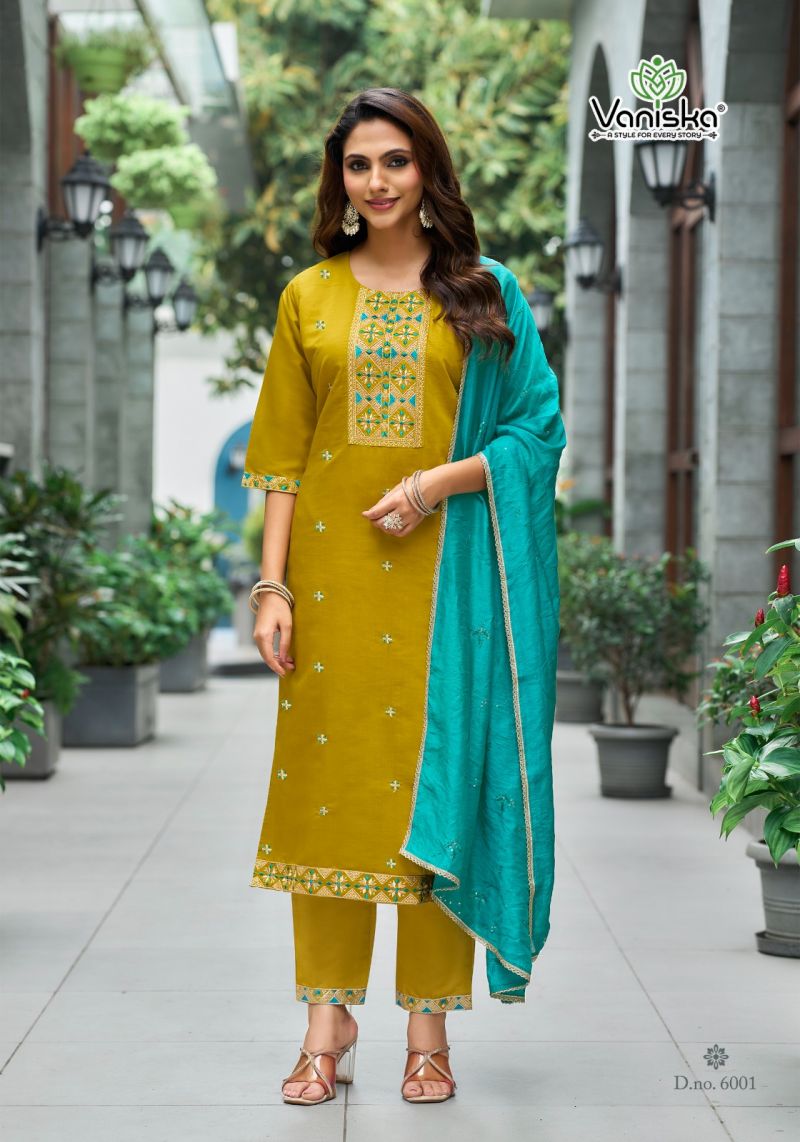 Vaniska Fiza Vol 6 Roman Silk Sequence Work Kurti With Bottom Dupatta Catalog — Wholesale Kurtis, Vaniska wholesale from Surat — Photo 7
