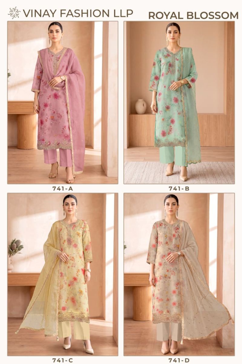 Vinay Kuleesh Royal Blossom Russian Silk Jacquard Handwork Salwar Kameez Catalog — Wholesale Salwar Suits, Vinay Fashion wholesale from Surat — view 5