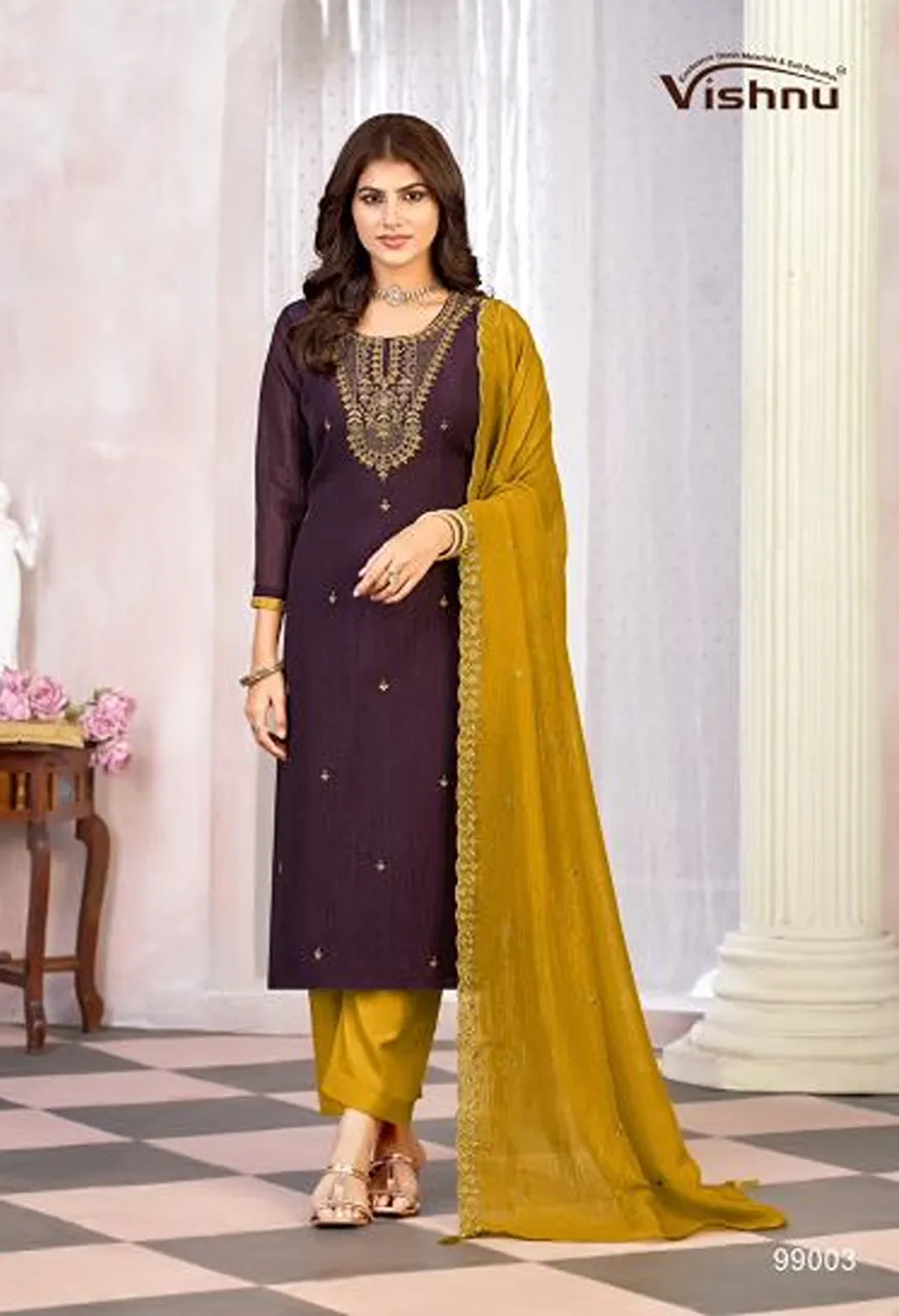 Vishnu Kaseeda Crunchy Silk Embroidered Designer Dress Material Collection — Wholesale Kurtis, Vishnu wholesale from Surat — Photo 7