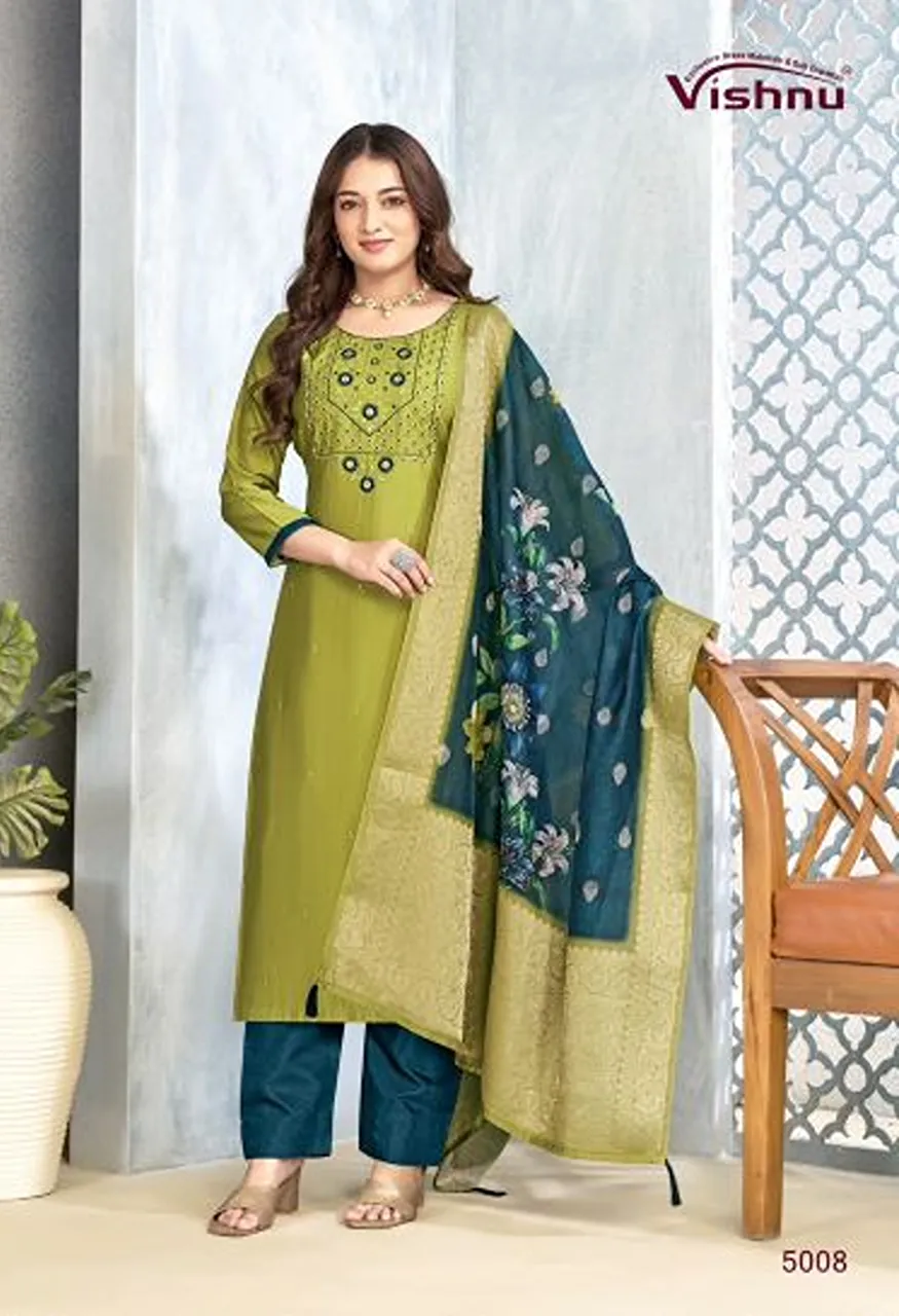 Vishnu Sarita Wholesale Vertican Silk Embroidered Dress Material Catalog — Wholesale Kurtis, Vishnu wholesale from Surat — Photo 10