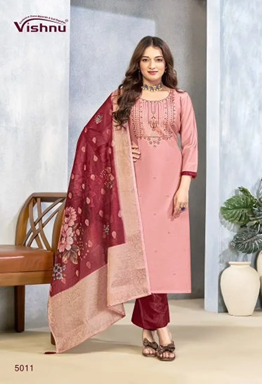 Vishnu Sarita Wholesale Vertican Silk Embroidered Dress Material Catalog — Wholesale Kurtis, Vishnu wholesale from Surat — Photo 8