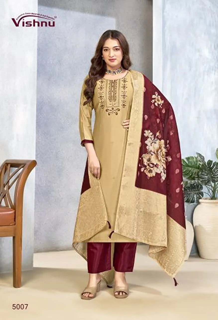 Vishnu Sarita Wholesale Vertican Silk Embroidered Dress Material Catalog — Wholesale Kurtis, Vishnu wholesale from Surat — Photo 7