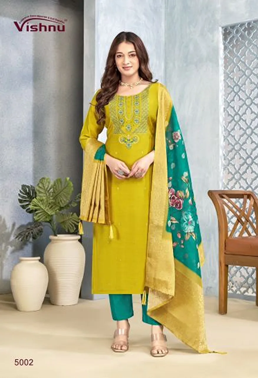 Vishnu Sarita Wholesale Vertican Silk Embroidered Dress Material Catalog — Wholesale Kurtis, Vishnu wholesale from Surat — Photo 6
