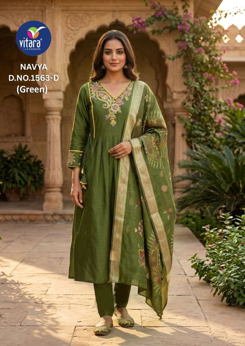 Vitara Navya Rangoli Crush Embroidered Kurti With Bottom Dupatta Catalog — Wholesale Kurtis, Vitara Fashion wholesale from Surat — Photo 3