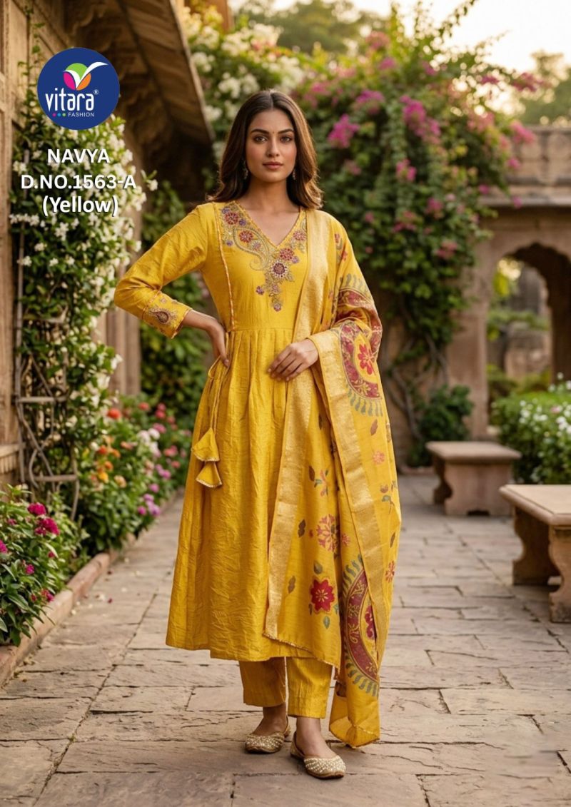 Vitara Navya Rangoli Crush Embroidered Kurti With Bottom Dupatta Catalog — Wholesale Kurtis, Vitara Fashion wholesale from Surat — Photo 7