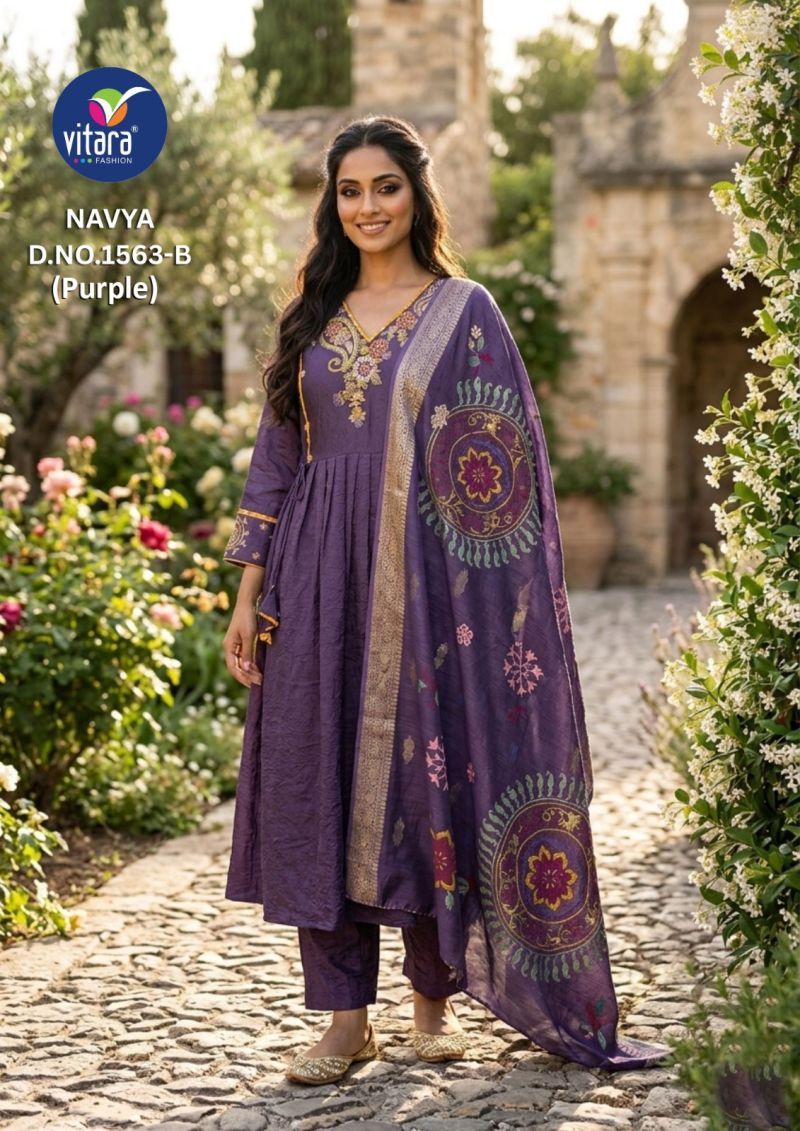 Vitara Navya Rangoli Crush Embroidered Kurti With Bottom Dupatta Catalog — Wholesale Kurtis, Vitara Fashion wholesale from Surat — Photo 2