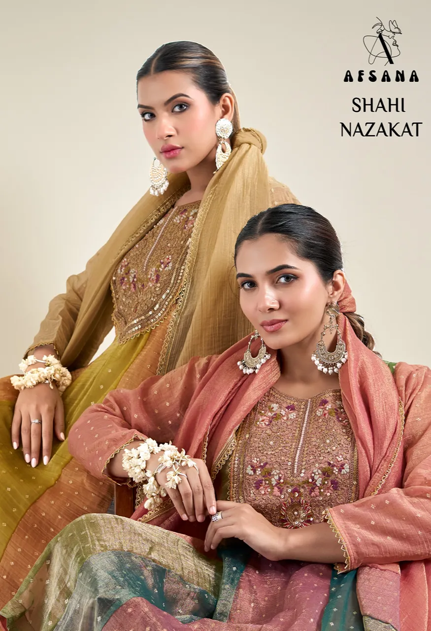 Afsana Shahi Nazakat Premium Salsa Butti 3 Piece Designer Suit Set