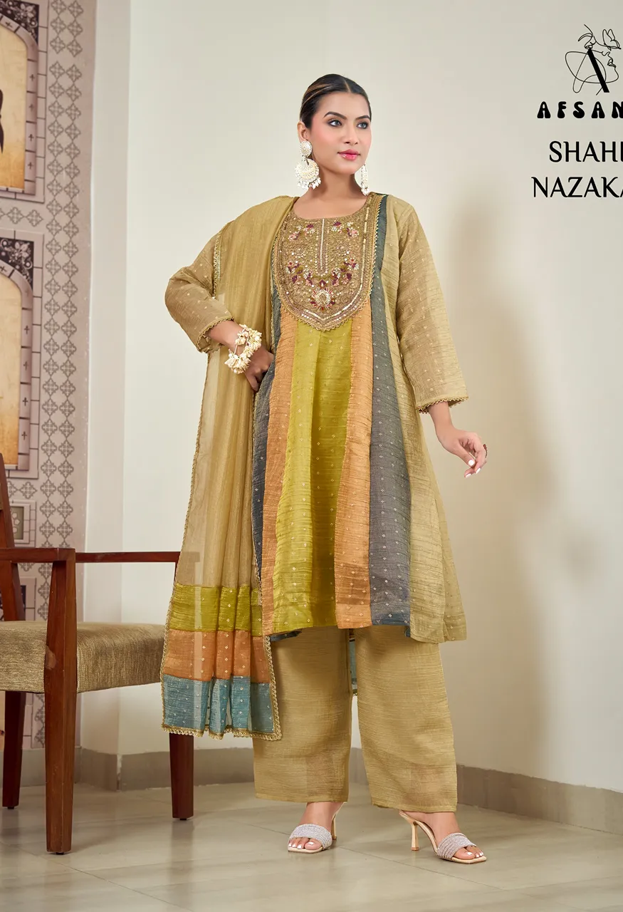 Afsana Shahi Nazakat Premium Salsa Butti 3 Piece Designer Suit Set — Wholesale Kurtis, Afsana wholesale from Surat — Photo 9