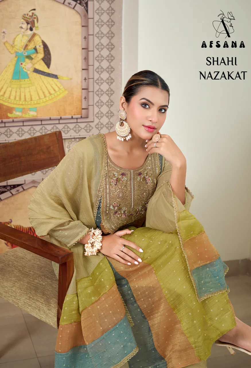Afsana Shahi Nazakat Premium Salsa Butti 3 Piece Designer Suit Set — Wholesale Kurtis, Afsana wholesale from Surat — Photo 11