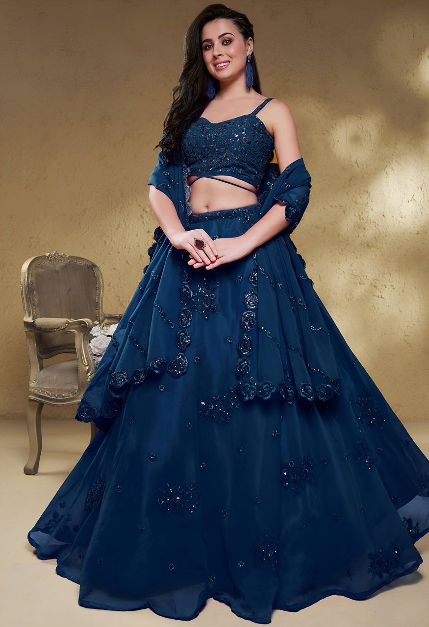 Zeel 7060 Blue Georgette Designer Lehenga Choli Set — Wholesale Lehenga, Zeel wholesale from Surat — Photo 4