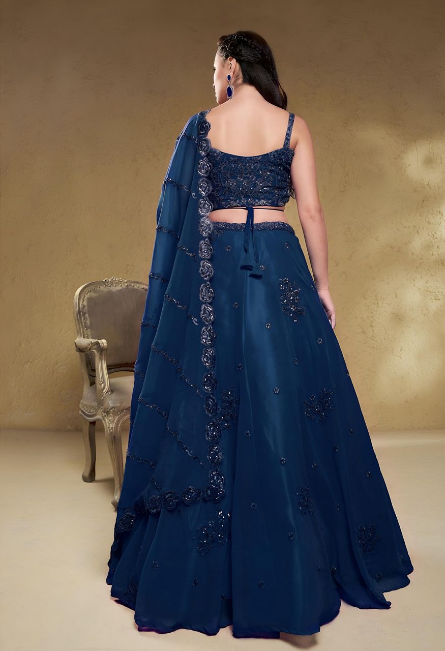 Zeel 7060 Blue Georgette Designer Lehenga Choli Set — Wholesale Lehenga, Zeel wholesale from Surat — Photo 5