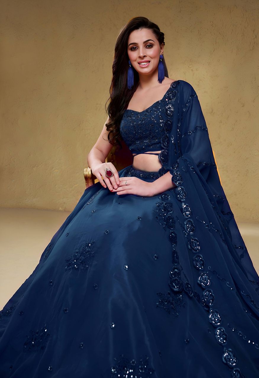 Zeel 7060 Blue Georgette Designer Lehenga Choli Set — Wholesale Lehenga, Zeel wholesale from Surat — Photo 3