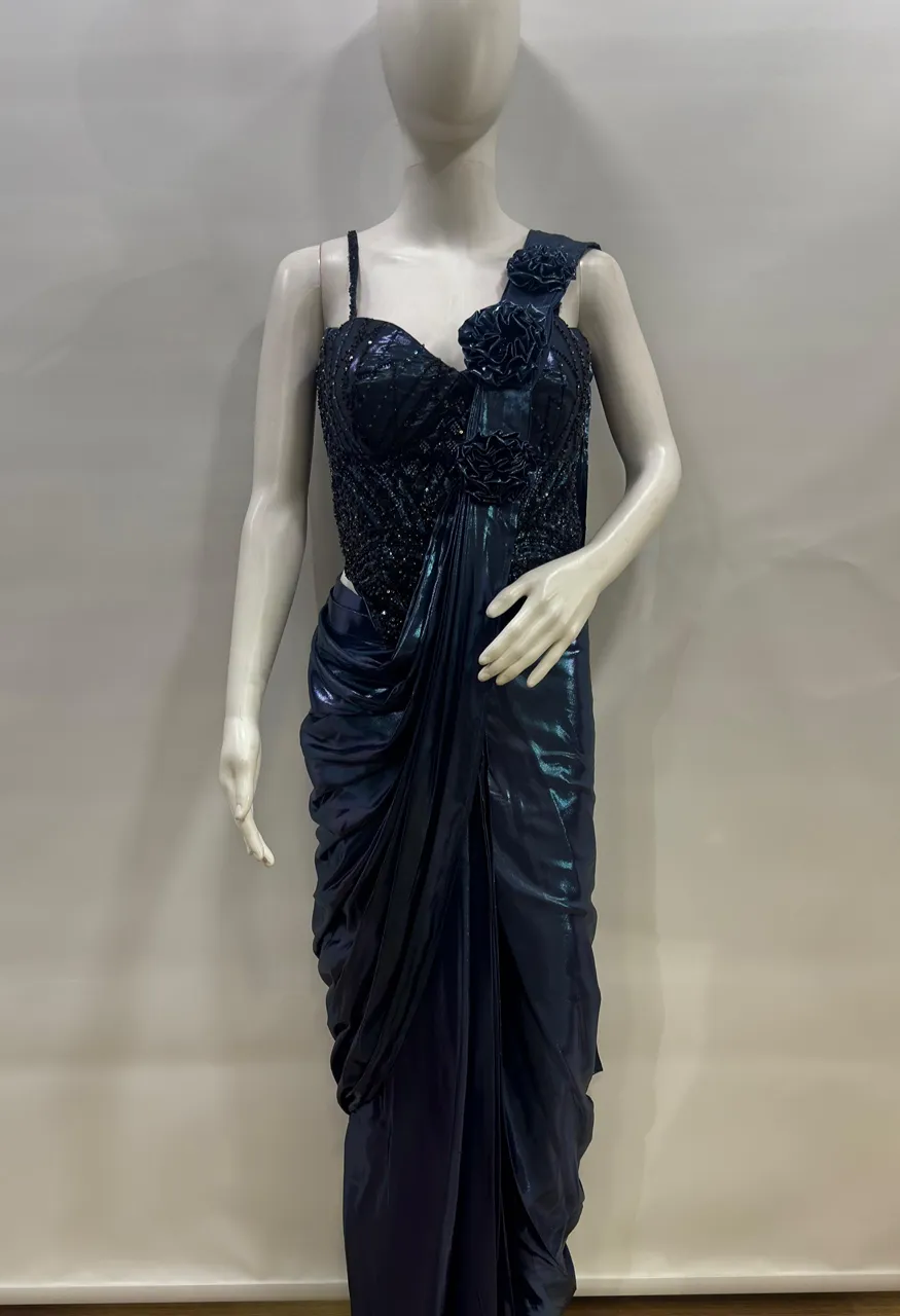 Amoha A570 Ready To Wear Saree in Premium Imported Fabric with Patch Work Designer