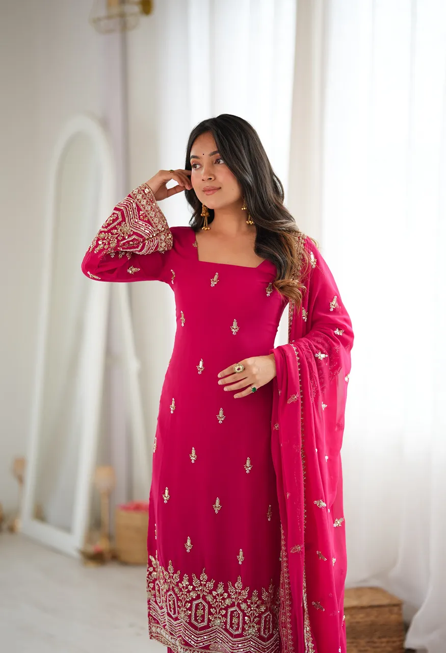 SP-86 Heavy Faux Georgette Designer Suit — Wholesale Kurtis, SP wholesale from Surat — Photo 2