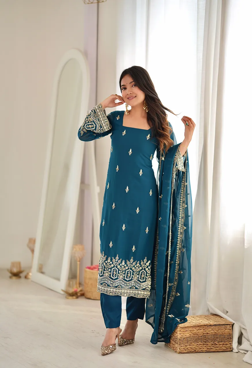SP-86 Heavy Faux Georgette Designer Suit — Wholesale Kurtis, SP wholesale from Surat — Photo 4