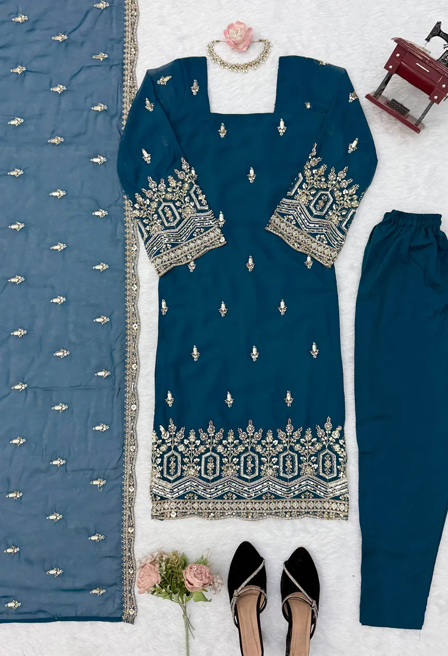 SP-86 Heavy Faux Georgette Designer Suit — Wholesale Kurtis, SP wholesale from Surat — Photo 5