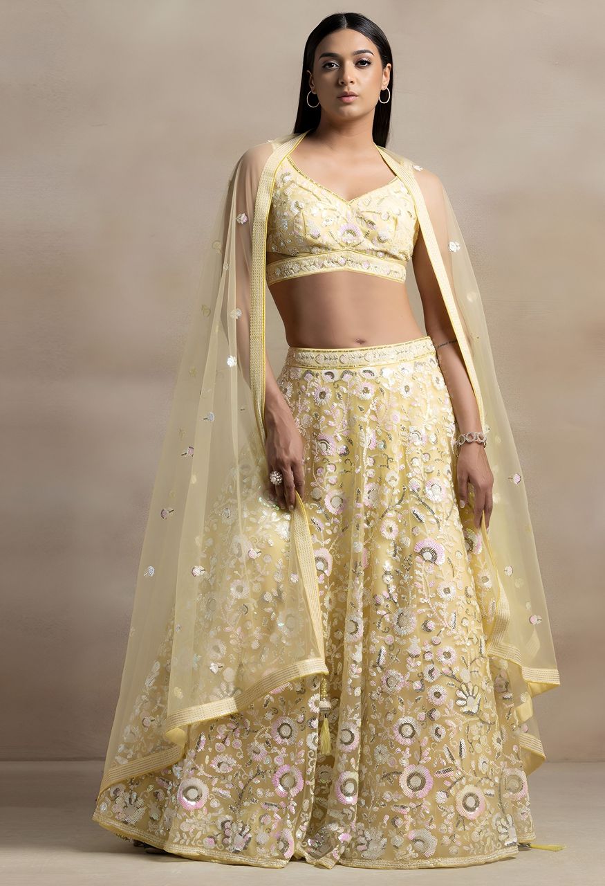 Zeel 5126 Aqua Blue Floral Sequins Embroidered Lehenga Choli