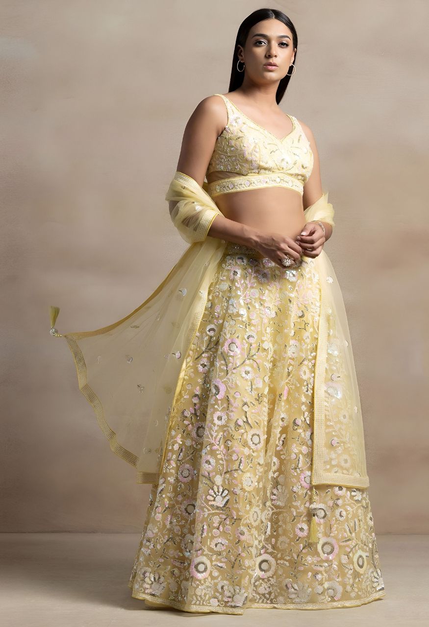 Zeel 5126 Aqua Blue Floral Sequins Embroidered Lehenga Choli — Singles, Zeel wholesale from Surat — Photo 2