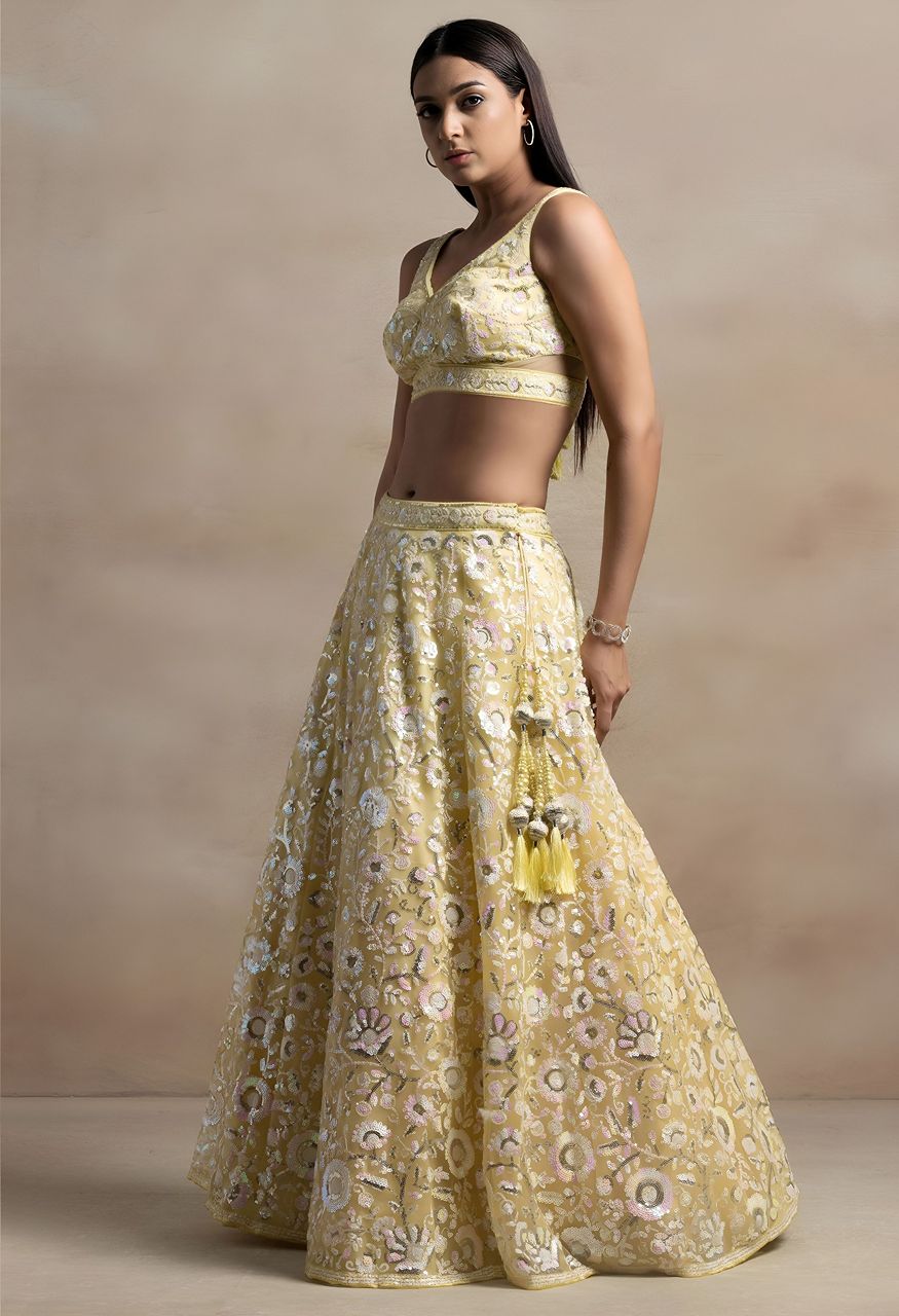 Zeel 5126 Aqua Blue Floral Sequins Embroidered Lehenga Choli — Singles, Zeel wholesale from Surat — Photo 6