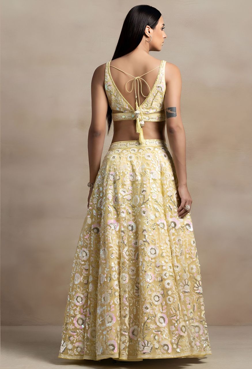 Zeel 5126 Aqua Blue Floral Sequins Embroidered Lehenga Choli — Singles, Zeel wholesale from Surat — Photo 4