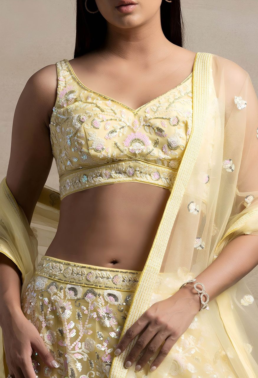 Zeel 5126 Aqua Blue Floral Sequins Embroidered Lehenga Choli — Singles, Zeel wholesale from Surat — Photo 5