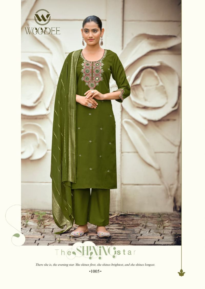 Woodee Raahi Viscose Silk Thread Work Kurti With Bottom Dupatta Collection — Wholesale Kurtis, Woodee wholesale from Surat — Photo 3