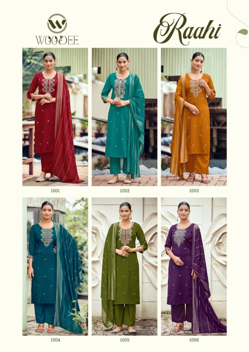 Woodee Raahi Viscose Silk Thread Work Kurti With Bottom Dupatta Collection — Wholesale Kurtis, Woodee wholesale from Surat — Photo 7