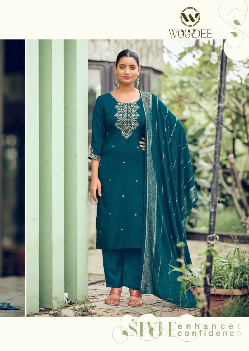 Woodee Raahi Viscose Silk Thread Work Kurti With Bottom Dupatta Collection — Wholesale Kurtis, Woodee wholesale from Surat — Photo 2