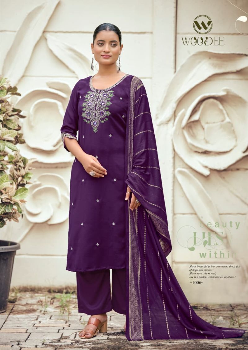 Woodee Raahi Viscose Silk Thread Work Kurti With Bottom Dupatta Collection — Wholesale Kurtis, Woodee wholesale from Surat — Photo 5