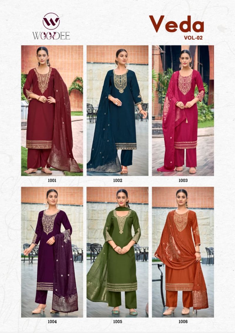 Woodee Veda Vol 2 Viscose Gadhwal Sequence Work Kurti With Bottom Dupatta Catalog — Wholesale Kurtis, Woodee wholesale from Surat — Photo 3