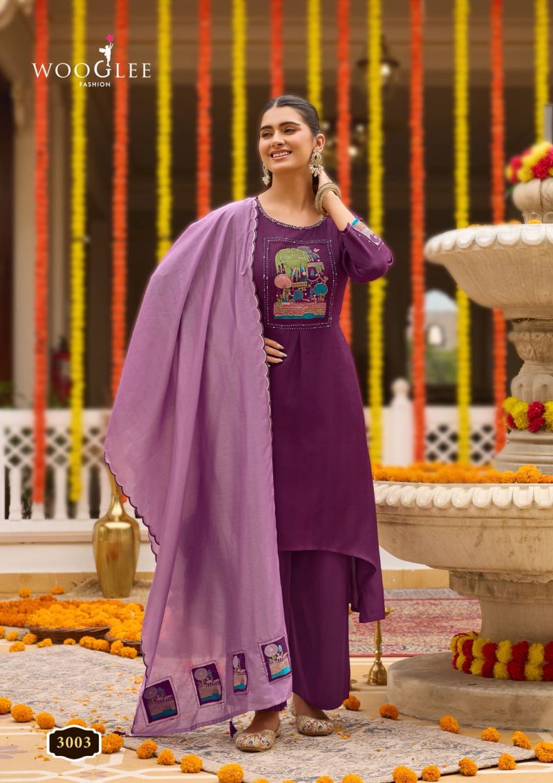 Wooglee Utsavi Viscose Weaving Thread Worked Kurti With Bottom Dupatta Catalog — Wholesale Kurtis, Wooglee Fashion wholesale from Surat — Photo 7