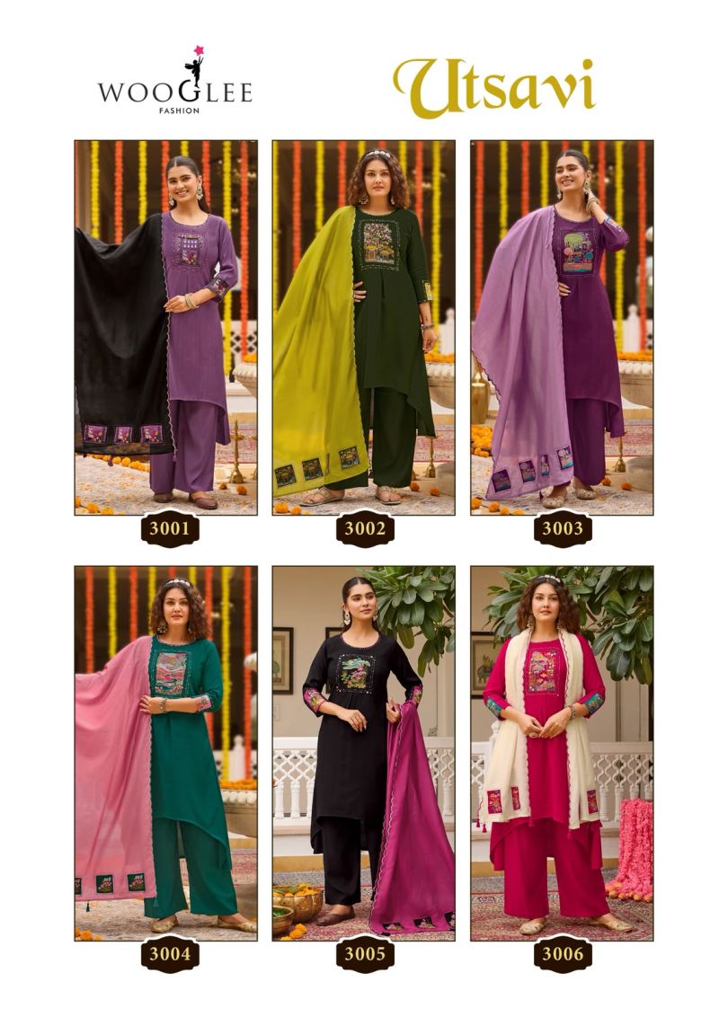 Wooglee Utsavi Viscose Weaving Thread Worked Kurti With Bottom Dupatta Catalog — Wholesale Kurtis, Wooglee Fashion wholesale from Surat — Photo 3