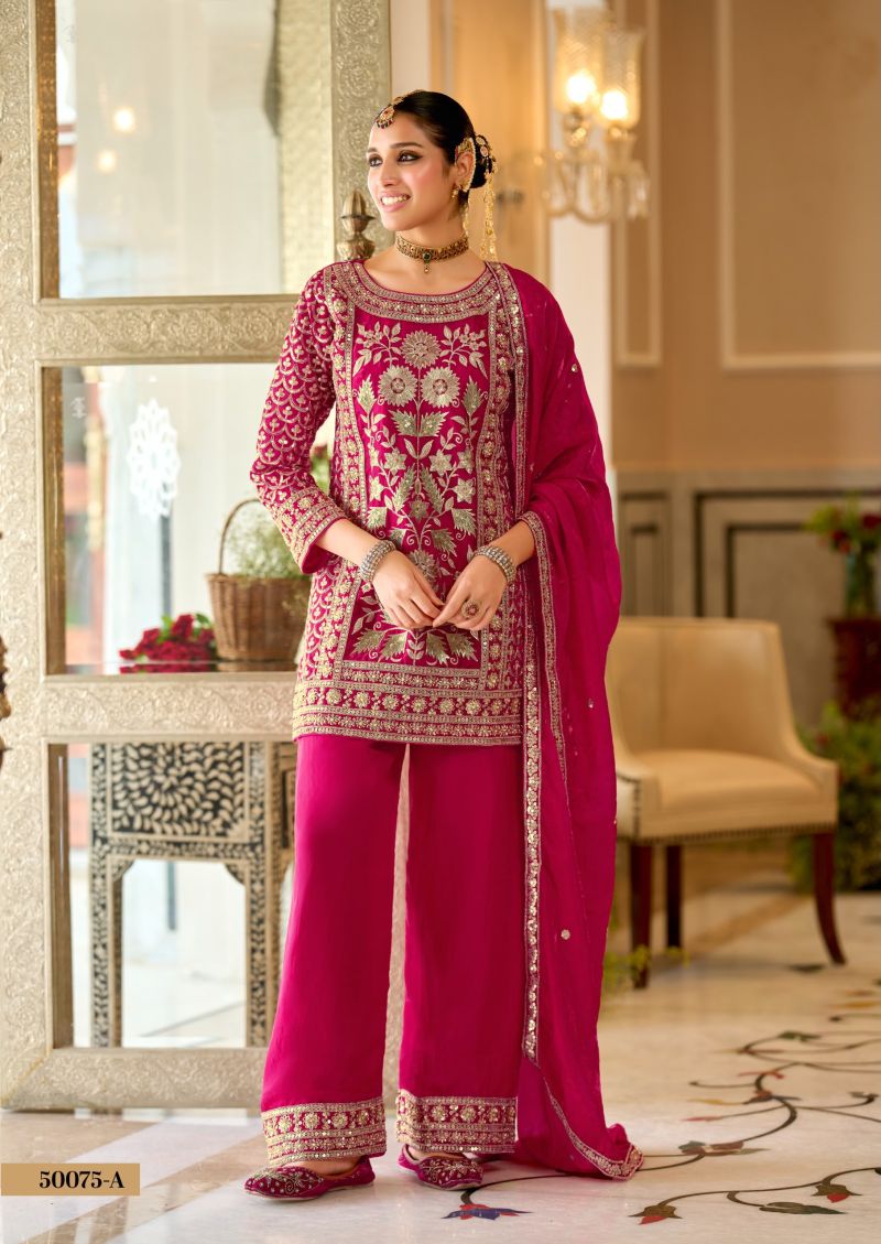 Zaveri D 50075 A Fandy Satin Beats Work Designer Salwar Kameez Collection