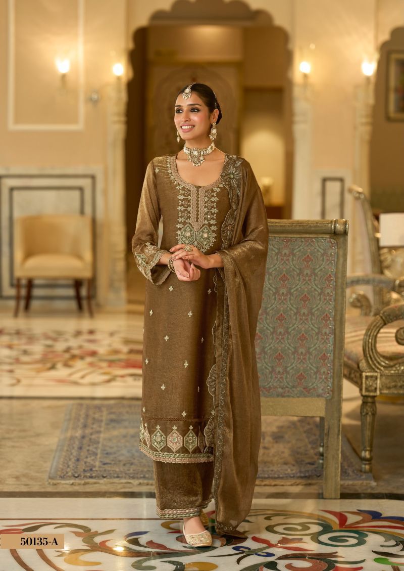 Zaveri D 50135 Brown Crush Satin Beats Work Designer Salwar Kameez Catalog — Wholesale Salwar Suits, Eba Lifestyle wholesale from Surat — Photo 3