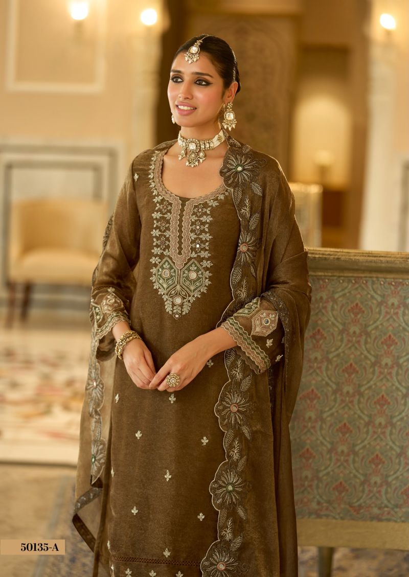 Zaveri D 50135 Brown Crush Satin Beats Work Designer Salwar Kameez Catalog — Wholesale Salwar Suits, Eba Lifestyle wholesale from Surat — Photo 4