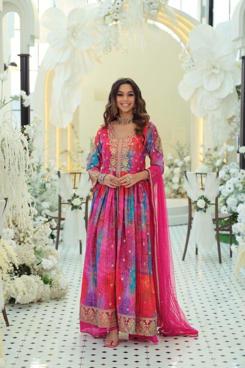 Zaveri D 9874 Chinon Digital Print Embroidered Designer Gown With Bottom Dupatta Cataog — Festive Designer Catalog, Eba Lifestyle wholesale from Surat — Photo 3