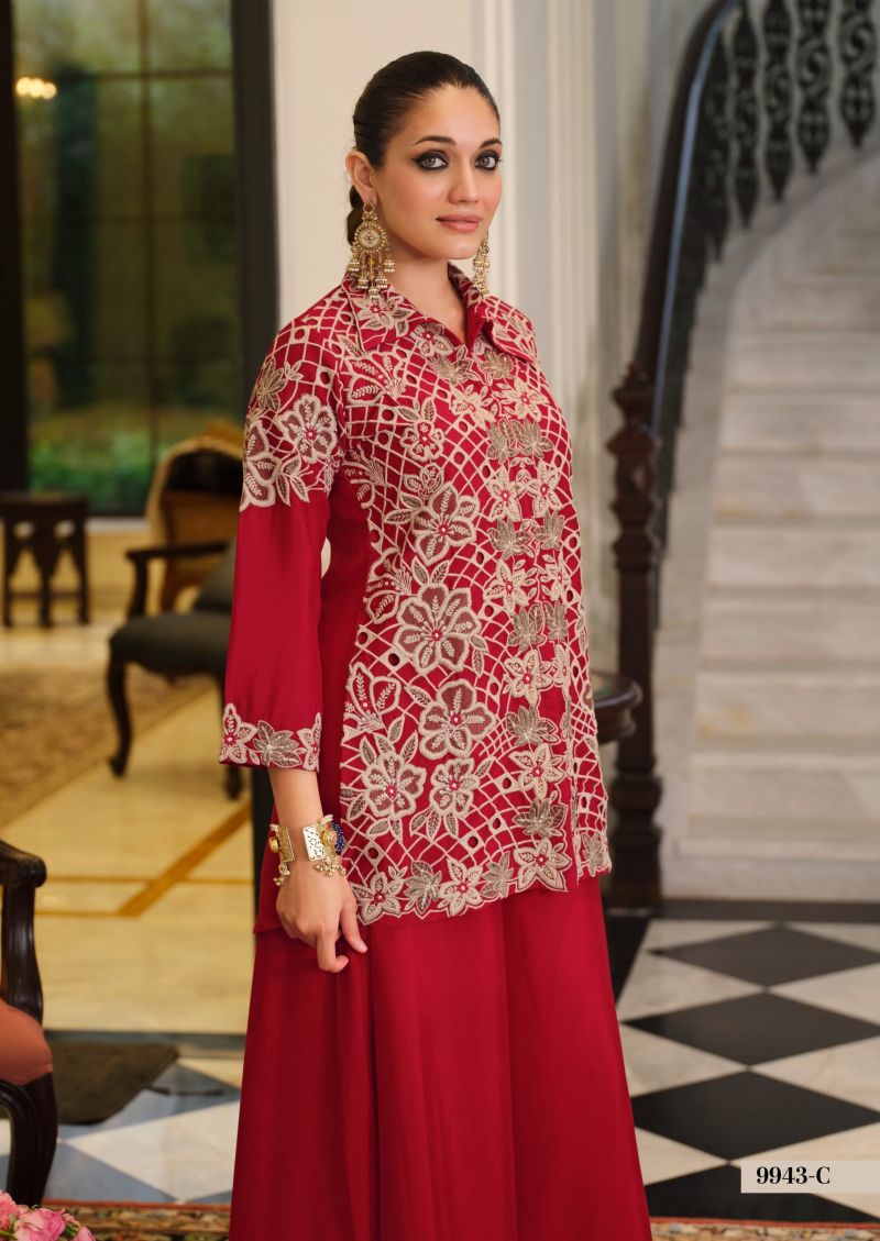 Zaveri D 9943 C Chinon Embroidered Designer Co Ord Set Collection