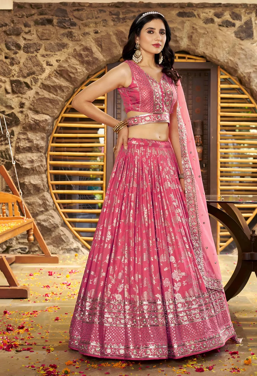Peach Shimmer Garden zari & sequin embroidery Lehenga Choli Set — Wholesale Readymade Suit, Vardan Ethnic wholesale from Surat — Photo 2