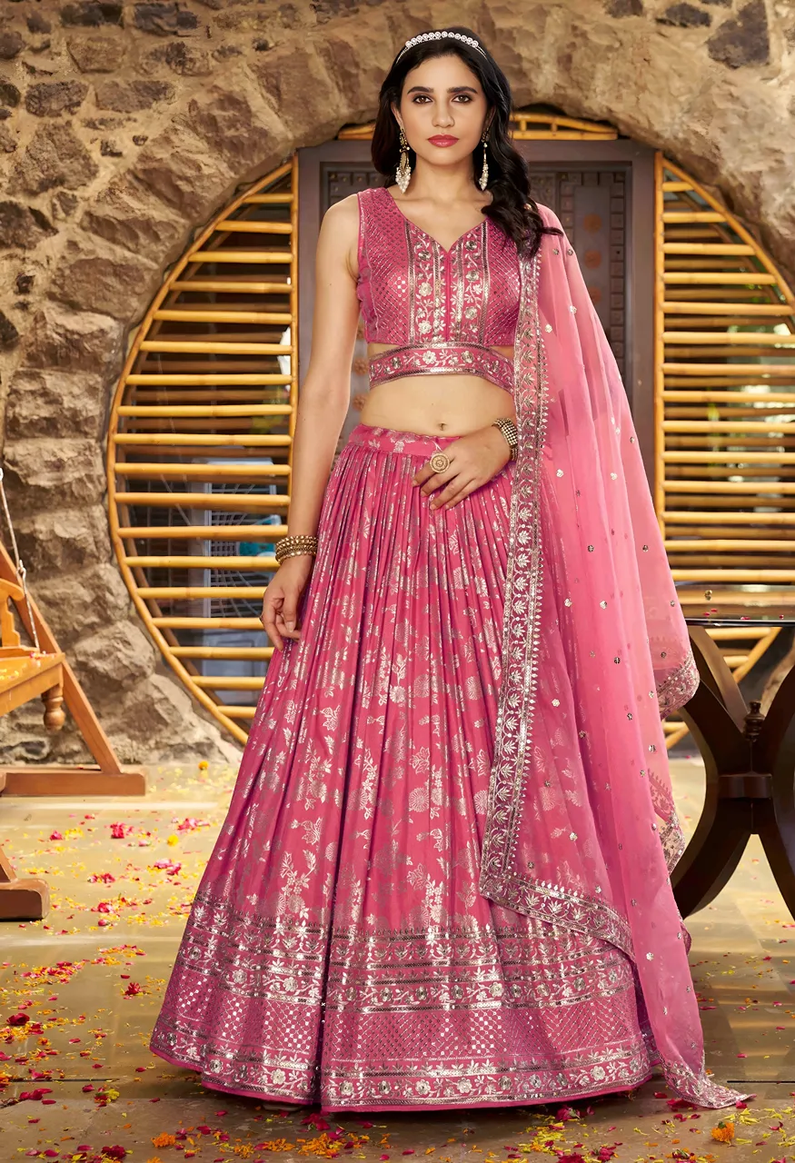 Peach Shimmer Garden zari & sequin embroidery Lehenga Choli Set — Wholesale Readymade Suit, Vardan Ethnic wholesale from Surat — Photo 3