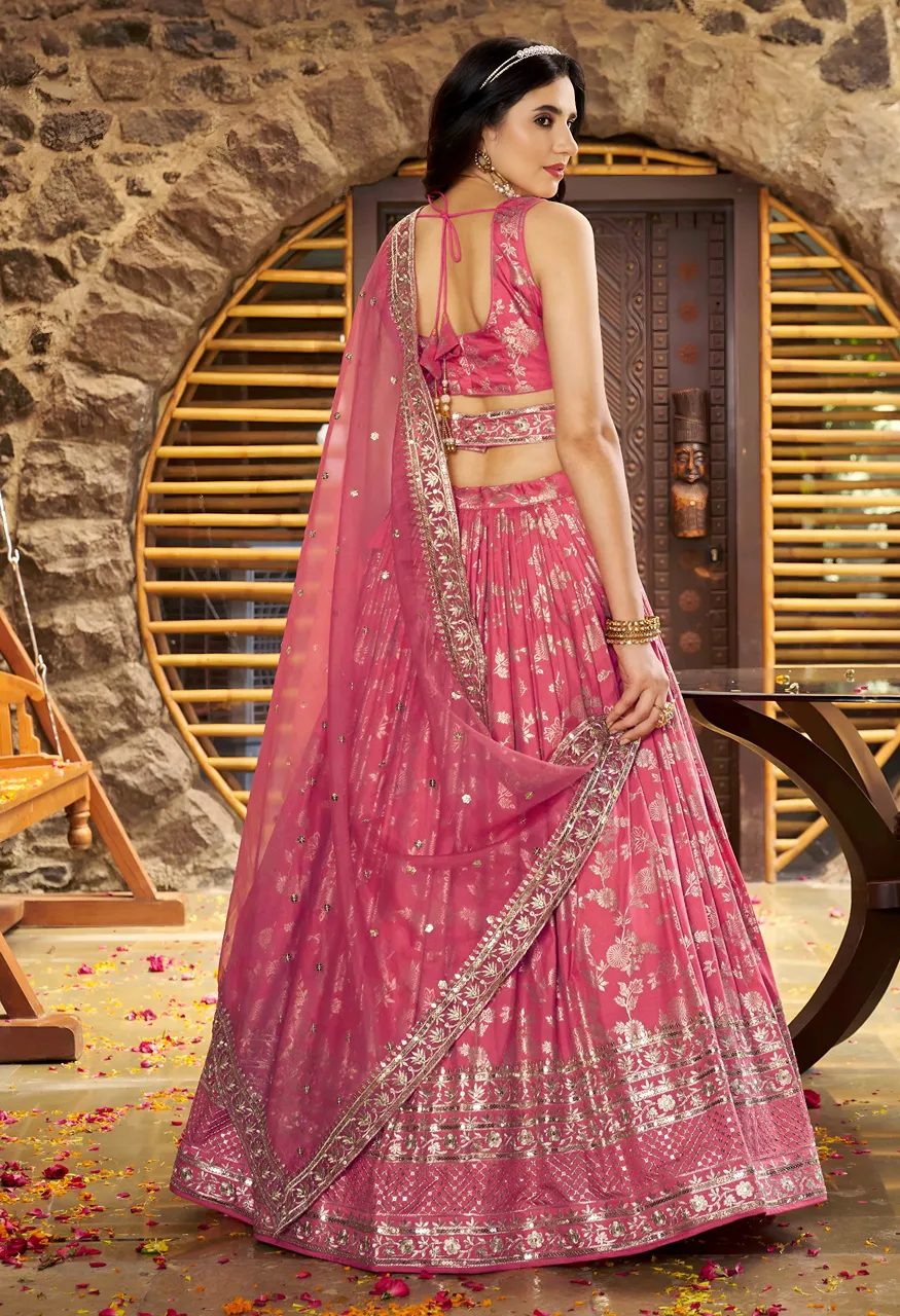 Peach Shimmer Garden zari & sequin embroidery Lehenga Choli Set — Wholesale Readymade Suit, Vardan Ethnic wholesale from Surat — Photo 4
