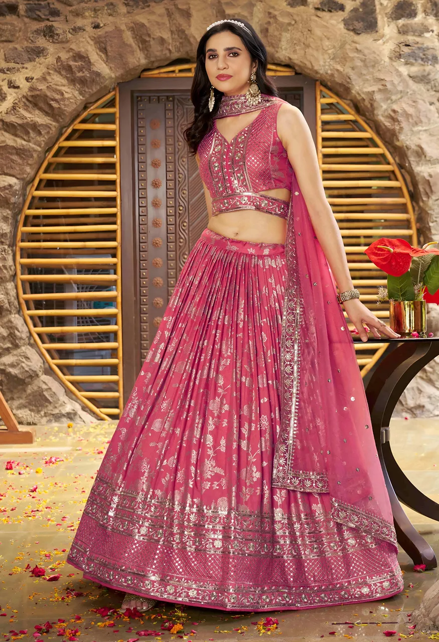 Peach Shimmer Garden zari & sequin embroidery Lehenga Choli Set — Wholesale Readymade Suit, Vardan Ethnic wholesale from Surat — Photo 5
