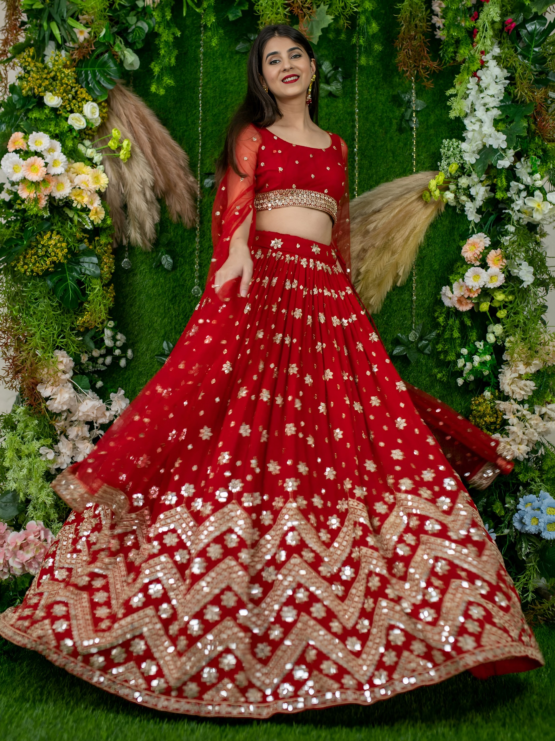 Zeel 15059 Red Sequins Embroidered Lehenga with Designer Collection — Lehenga, Zeel wholesale from Surat — Photo 3