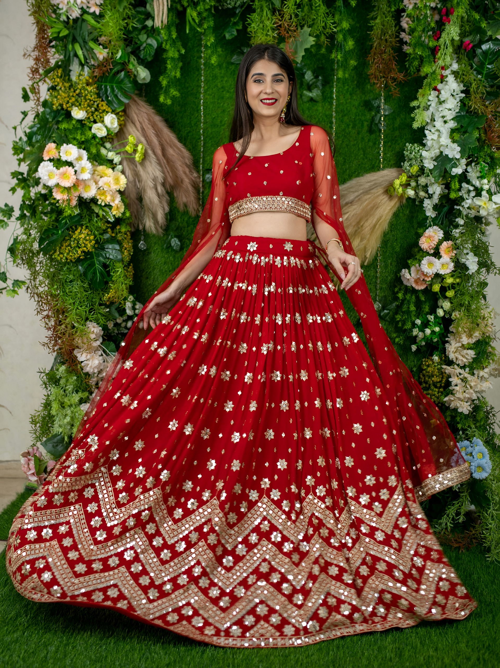 Zeel 15059 Red Sequins Embroidered Lehenga with Designer Collection — Lehenga, Zeel wholesale from Surat — Photo 8