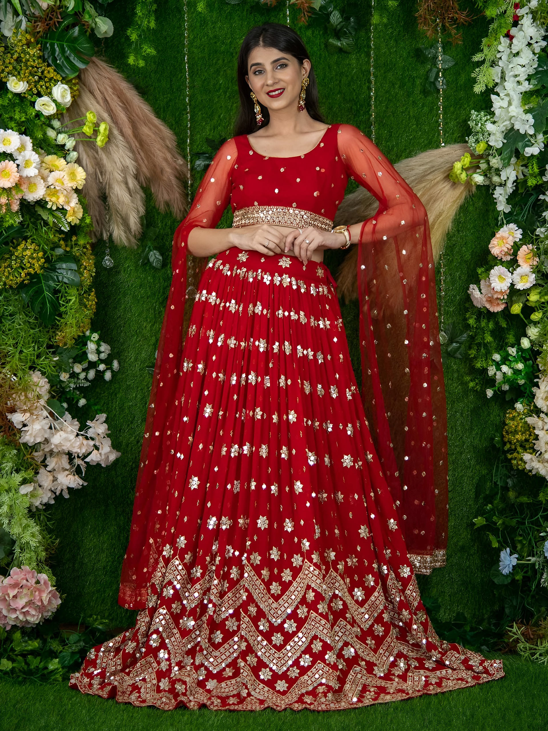 Zeel 15059 Red Sequins Embroidered Lehenga with Designer Collection
